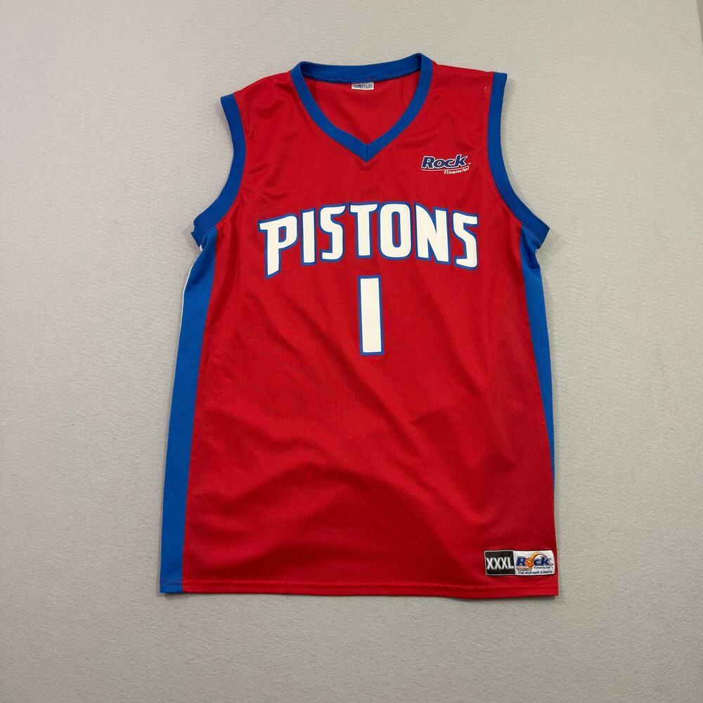 Vintage Detroit Pistons Basketball Jersey Size 2XL XXL Red Blue NBA Bad Boys